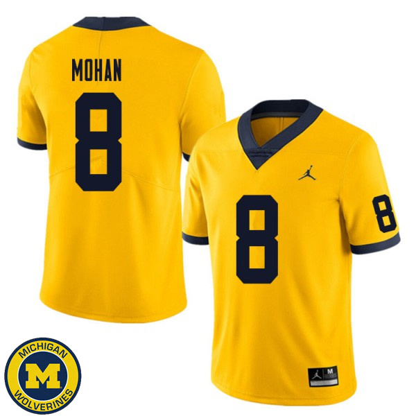 Men's Michigan Wolverines #8 William Mohan Yellow Embroidery Jersey